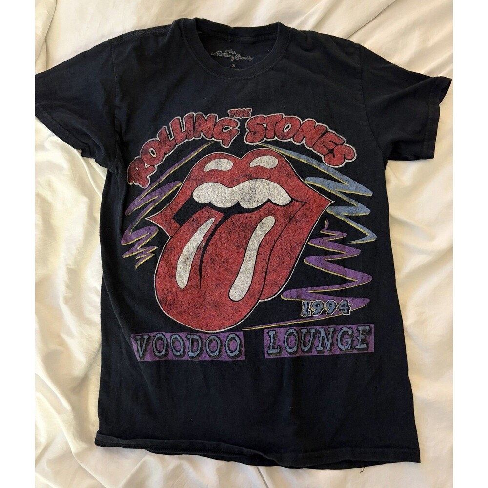 Rolling Stones Voodoo Lounge T-Shirt Men's Small Black Graphic Tee Rock Band